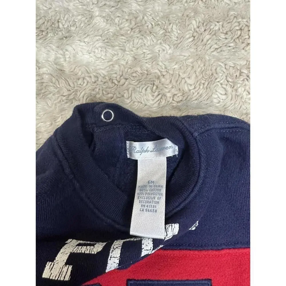 Ralph Lauren classic cotton red/navy blue colorblock one-piece Size 6M